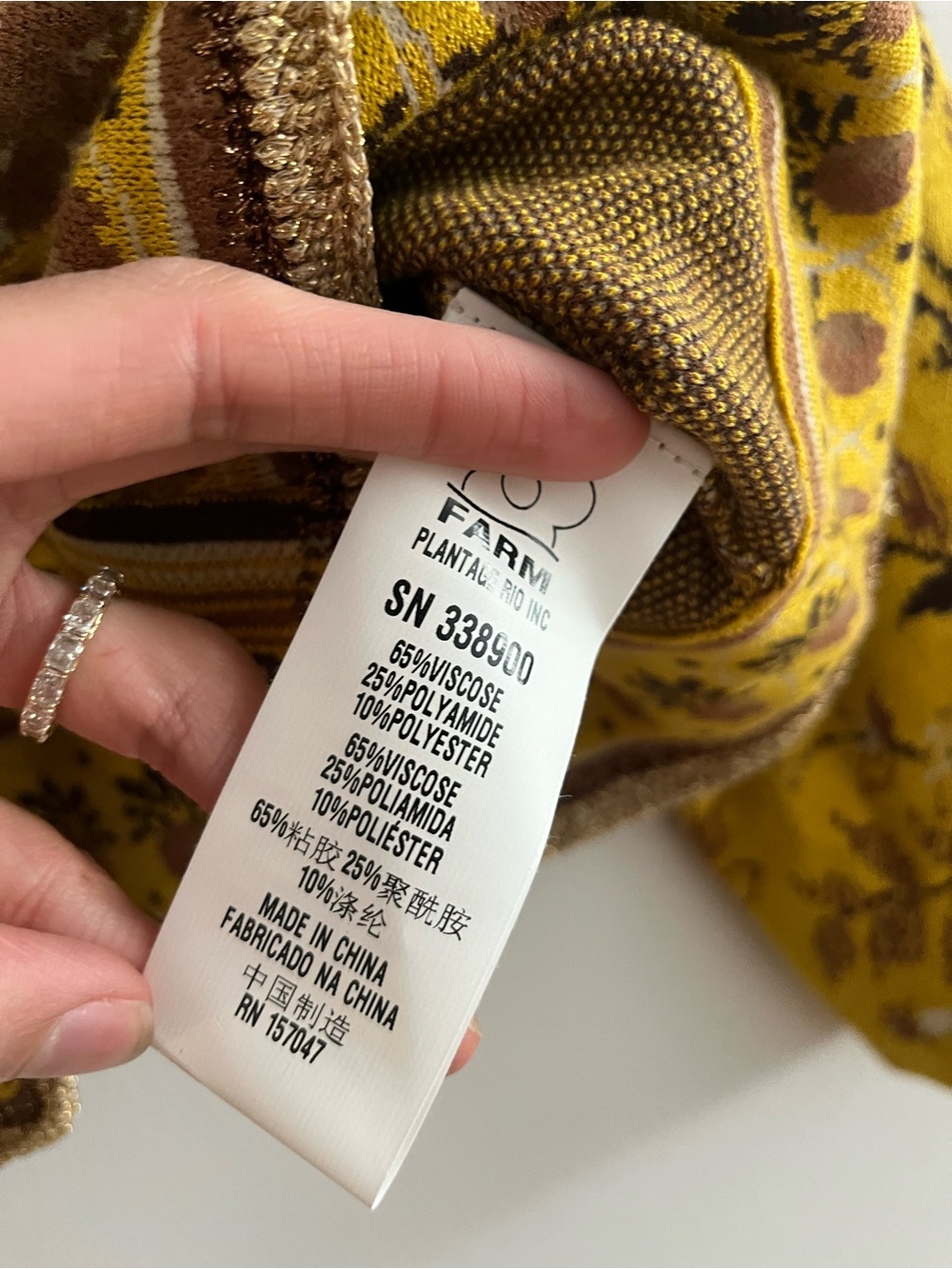 FARM Rio Mustard Floral Jacquard Cropped Cardigan - Picture 6 of 6